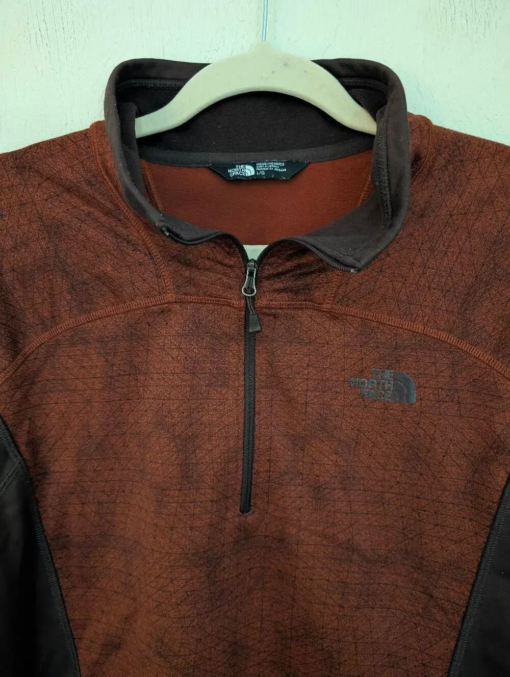 The North Face 1/4 zip pullover burnt orange Aztec pattern men's size Large
